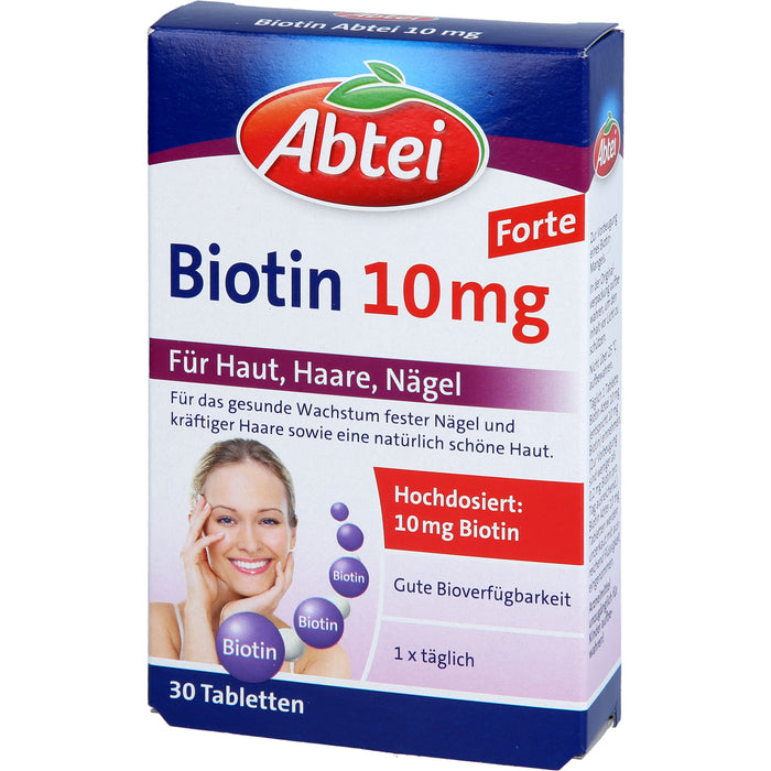 Abtei Biotin 10 mg forte Tabletten für Haut, Haare und Nägel, 30 St. Tabletten