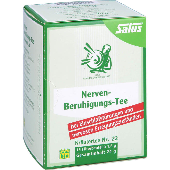 Salus Nerven-Beruhigungs-Tee Kräutertee Nr. 22 bio bei Einschlafstörungen und nervösen Erregungszuständen, 15 pcs. Filter bag