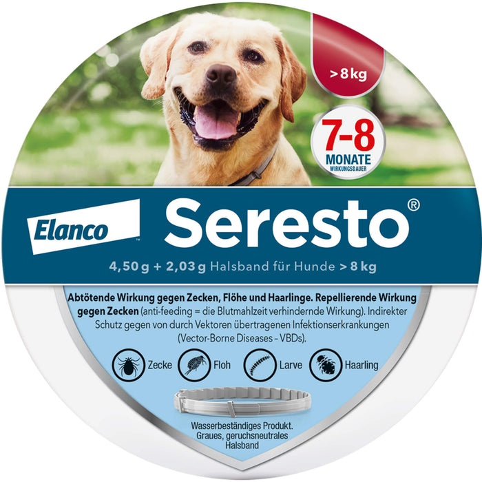 Seresto Halsband für große Hunde ab 8 kg gegen Zecken, Flöhe und Haarlinge, 1 pcs. Collar