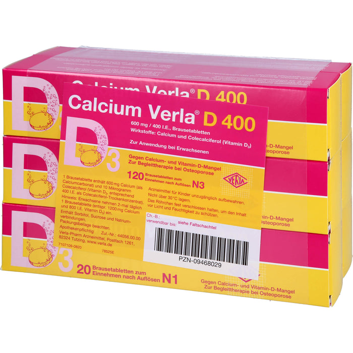 Calcium Verla D 400 Brausetabletten, 120 pc Comprimés effervescents