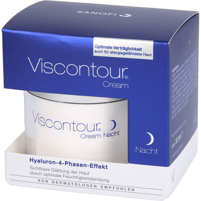 Viscontour Nachtcreme mit Hyaluron für eine sichtbare Glättung der Haut, 50 ml Crème