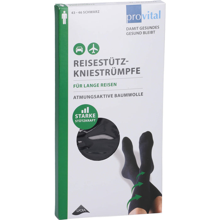 ProVital Reisekniestr. Baumwolle schwarz Gr. 39-42, 2 St