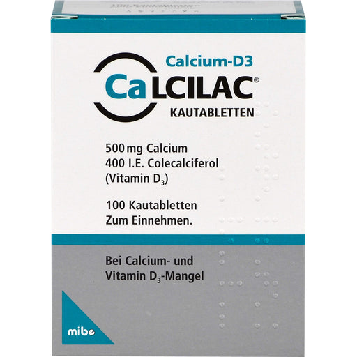 Mibe Calcilac Kautabletten 500 mg/400 I.E. bei Calcium und Vitamin-D3-Mangel, 100 St. Tabletten