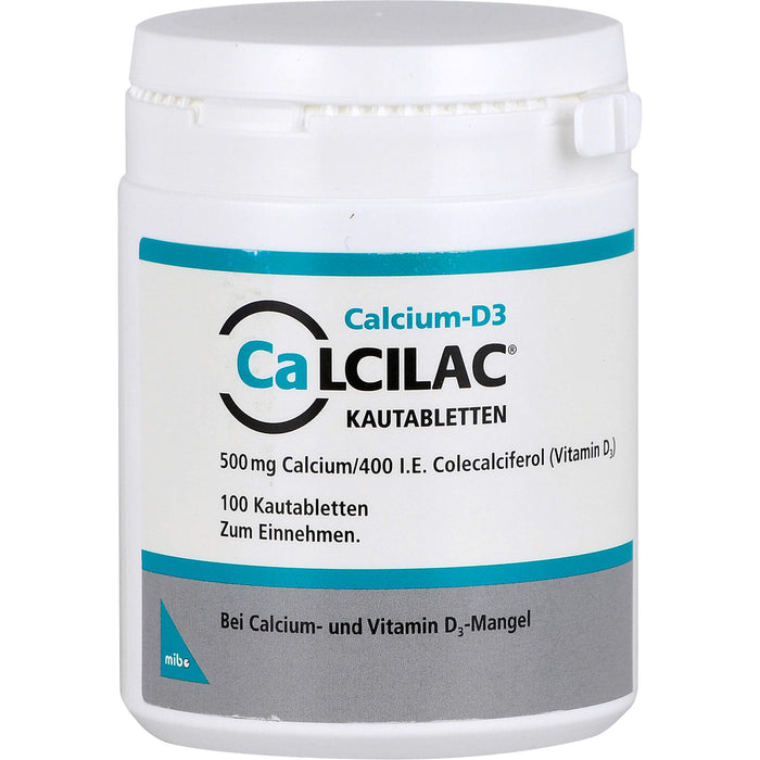 Mibe Calcilac Kautabletten 500 mg/400 I.E. bei Calcium und Vitamin-D3-Mangel, 100 St. Tabletten