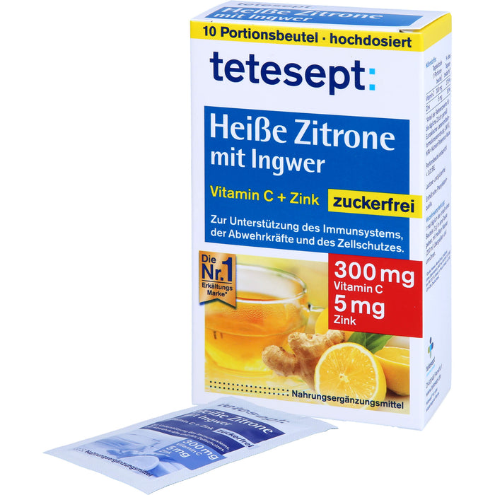 tetesept Heiße Zitrone mit Ingwer zuckerfrei, 10 pc Sachets