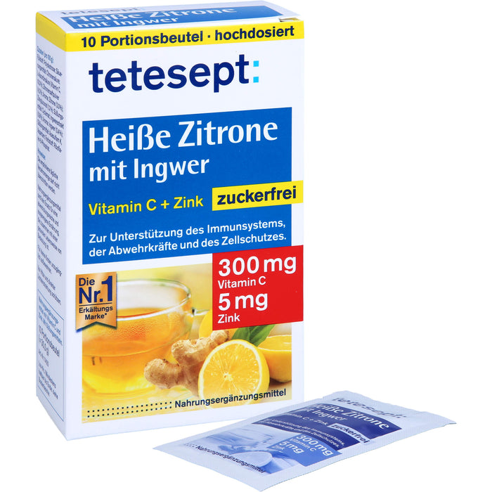 tetesept Heiße Zitrone mit Ingwer zuckerfrei, 10 pc Sachets