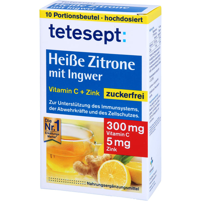 tetesept Heiße Zitrone mit Ingwer zuckerfrei, 10 pc Sachets