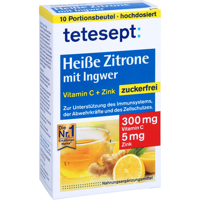 tetesept Heiße Zitrone mit Ingwer zuckerfrei, 10 pc Sachets