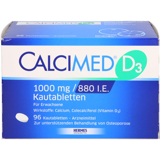 Calcimed D3 1000 mg/880 I.E. Kautabletten zur unterstützenden Behandlung bei Osteoporose, 96 St. Tabletten