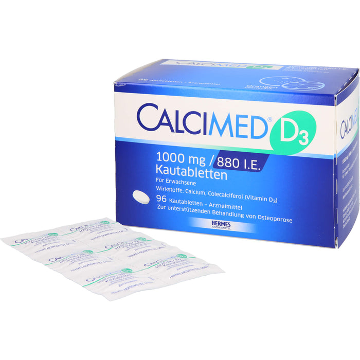 Calcimed D3 1000 mg/880 I.E. Kautabletten zur unterstützenden Behandlung bei Osteoporose, 96 St. Tabletten