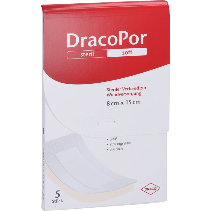 DRACOPOR Wundverband 15cmx8cm steril, 5 pc Pansements