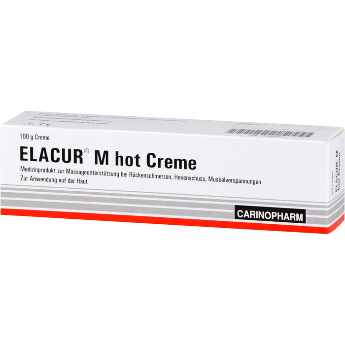 Elacur M Hot Creme zur Massageunterstützung bei Rückenschmerzen, Hexenschuss und Muskelverspannungen, 100 g Crème