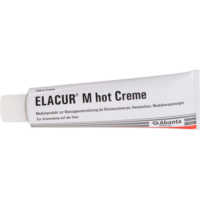 Elacur M Hot Creme zur Massageunterstützung bei Rückenschmerzen, Hexenschuss und Muskelverspannungen, 100 g Crème