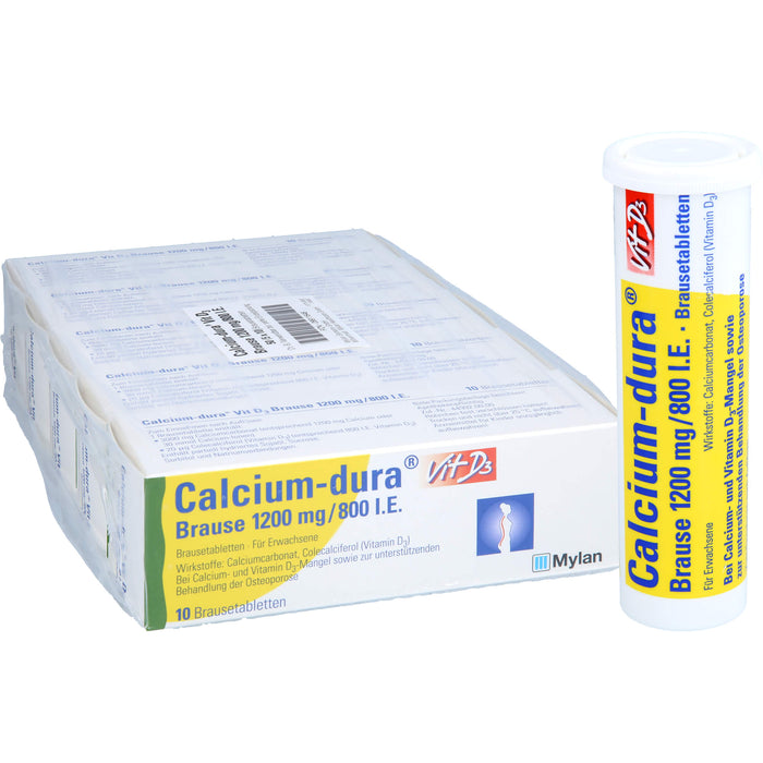 Calcium-dura Vit D3 1200 mg/ 800 I.E. Brausetabletten zur unterstützenden Behandlung von Osteoporose, 50 pc Comprimés effervescents