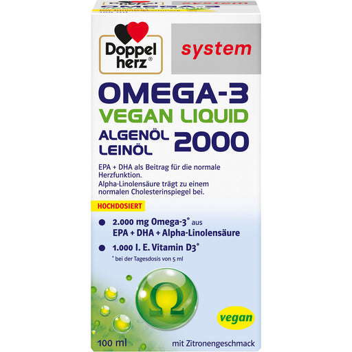 Doppelherz system Omega-3 Vegan Liquid 2000 mit Zitronengeschmack, 100 ml Lösung