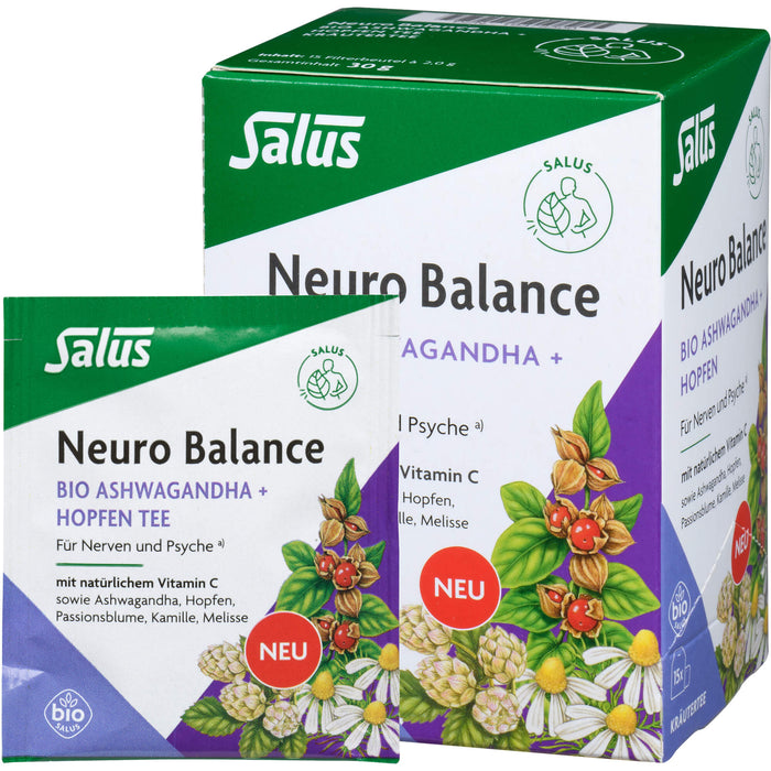 Salus Neuro Balance Bio Ashwagandha + Hopfen Tee, 15 St. Filterbeutel