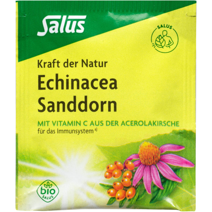 Salus Kraft der Natur Echinacea Sanddorn Kräuter-Früchtetee für das Immunsystem mit natürlichem Vitamin C aus der Acerolakirsche, 15 pc Sac filtrant