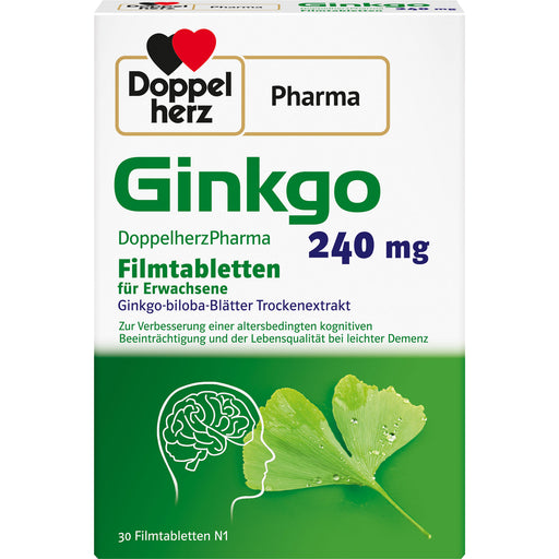 Doppelherz Pharma Ginkgo 240 mg Filmtabletten zur Verbesserung einer altersbedingten kognitiven Beeinträchtigung und der Lebensqualität bei leichter Demenz, 30 St. Tabletten