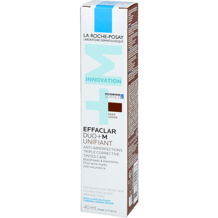 La Roche-Posay Effaclar Duo+M Unifiant getönte, dreifach tiefenwirksame Pflege gegen Unreinheiten dunkler Farbton, 40 ml Cream