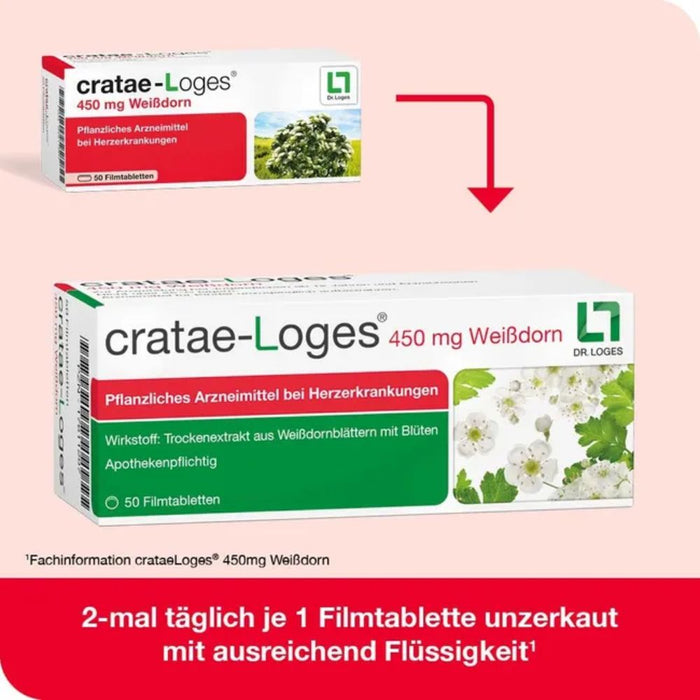 Cratae-Loges 450 mg Weißdorn Filmtabletten bei Herzerkrankungen, 100 St. Tabletten