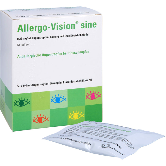 Allergo-Vision sine 0,25 mg/ml antiallergische Augentropfen bei Heuschnupfen, 50 pc Récipients à dose unique