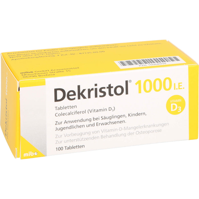 Dekristol 1000 I.E. Tabletten bei Vitamin-D-Mangelerkrankungen und zur unterstützenden Behandlung der Osteoporose, 100 pc Tablettes