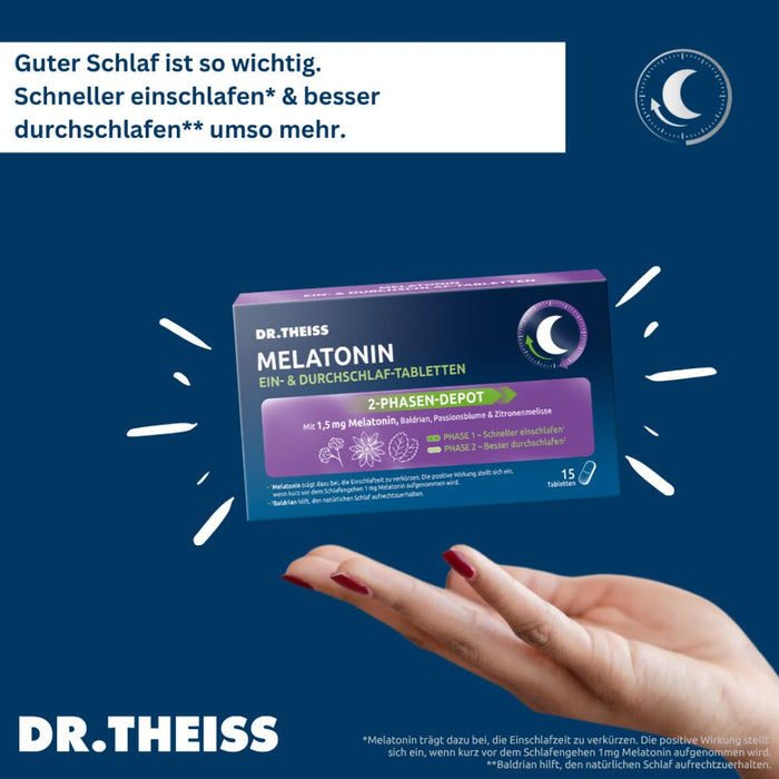 DR. THEISS Melatonin Ein- & Durchschlaf-Tabletten, 15 St., 15 pc Tablettes