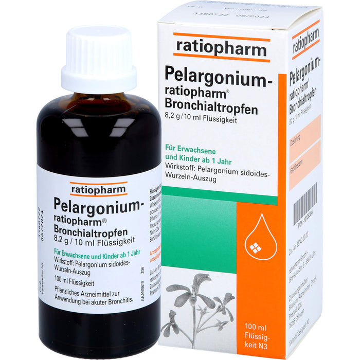 Pelargonium-ratiopharm  Bronchialtropfen, 100 ml Solution