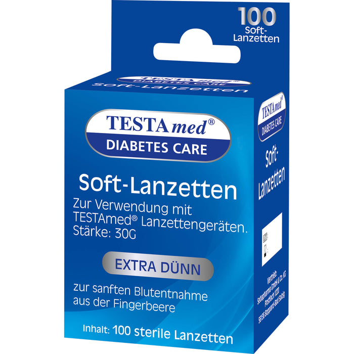 TESTAmed Soft-Lanzetten extra dünn zur sanften Blutentnahme, 100 pc Paquet