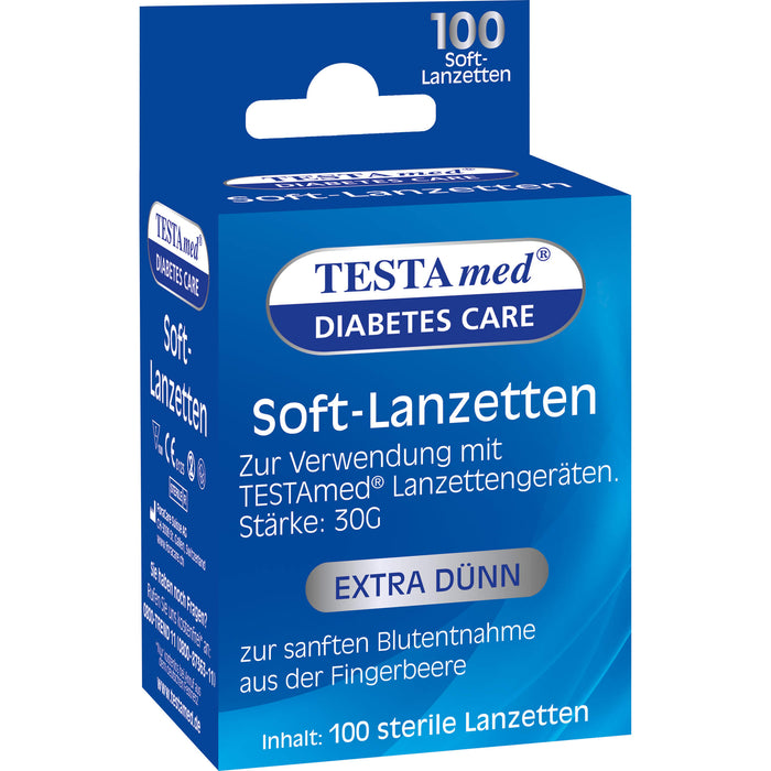 TESTAmed Soft-Lanzetten extra dünn zur sanften Blutentnahme, 100 pc Paquet