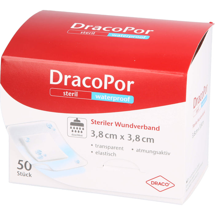 DRACOPOR waterproof Wundverband steril 3,8x3,8cm, 50 pcs. Patch
