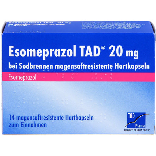Esomeprazol TAD  20 mg bei Sodbrennen magensaftresistente Hartkapseln, 14 St. Kapseln