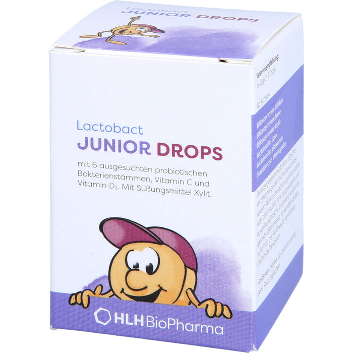 Lactobact Junior Drops mit 6 biologisch aktiven Bakterienstämmen, Vitamin C und Vitamin D3, 60 pc Tablettes