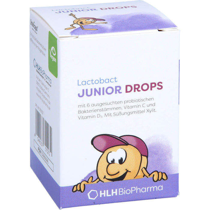 Lactobact Junior Drops mit 6 biologisch aktiven Bakterienstämmen, Vitamin C und Vitamin D3, 60 pcs. Tablets