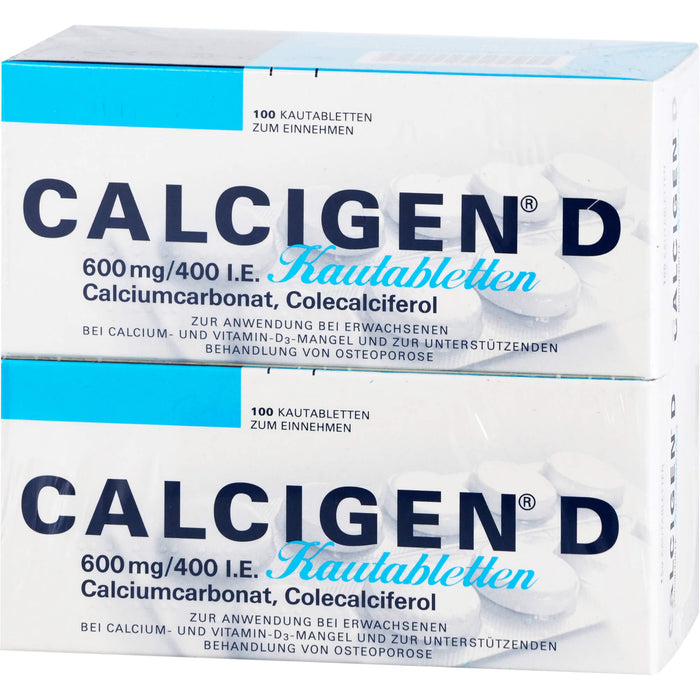 CALCIGEN D 600 mg / 400 I.E. Kautabletten bei Calcium- und Vitamin D3-Mangel, 200 pcs. Tablets