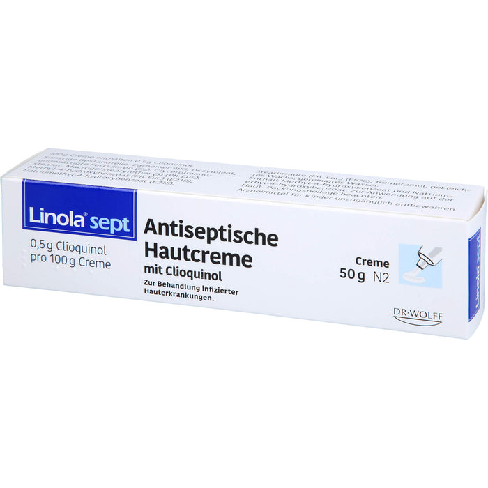 Linola sept antiseptische Hautcreme mit Clioquinol bei abgeschürfter, entzündeter oder eitriger Haut, 50 g Crème