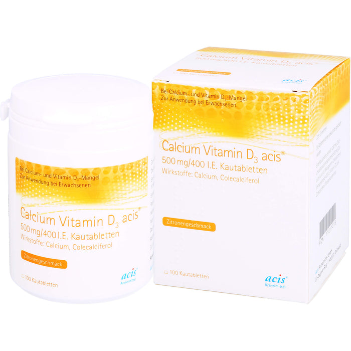 Calcium Vitamin D3 acis® 500 mg/400 I.E. Kautabletten, 100 St KTA