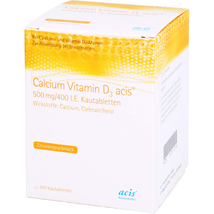 Calcium Vitamin D3 acis® 500 mg/400 I.E. Kautabletten, 100 St KTA