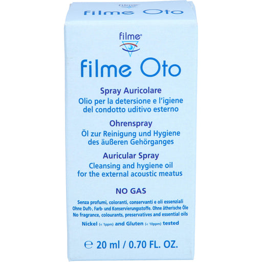 Filme Oto Ohrenspray Öl zur Reinigung und Hygiene des äußeren Gehörgangs, 20 ml Lösung