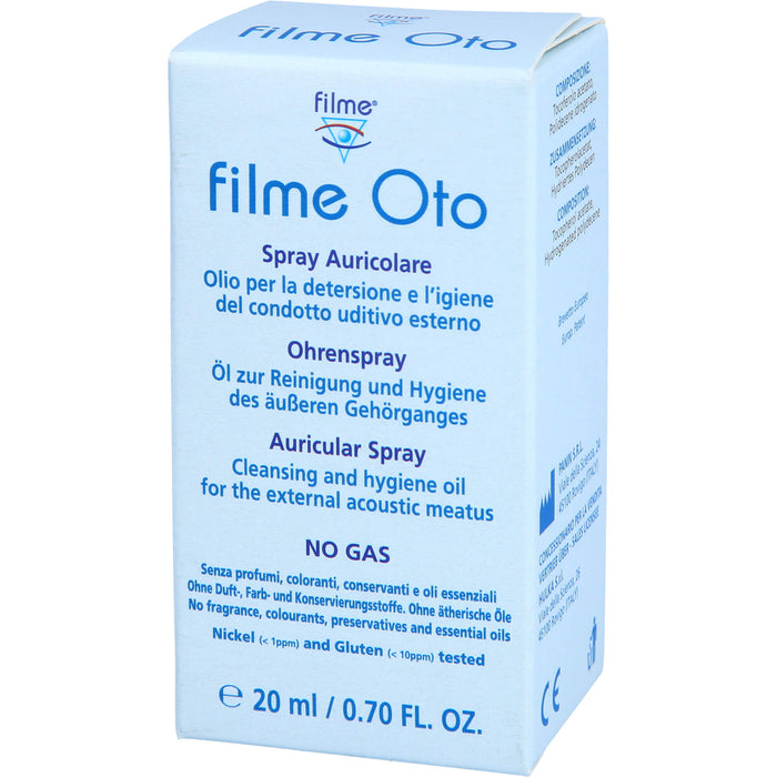 Filme Oto Ohrenspray Öl zur Reinigung und Hygiene des äußeren Gehörgangs, 20 ml Solution