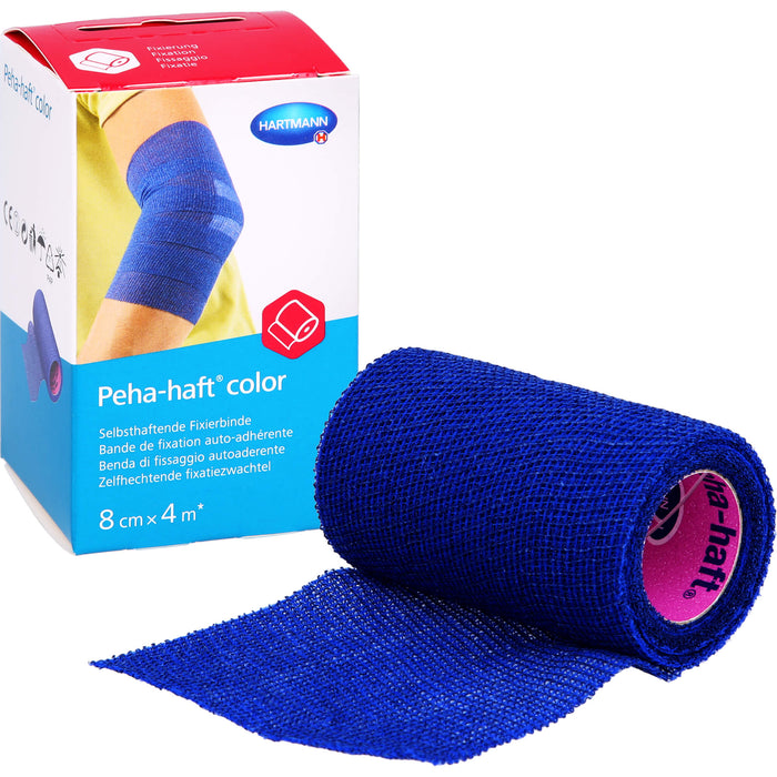 Peha-haft Color Fixierbinde latexfrei 8 cm x 4 m blau, 1 pc Bandage