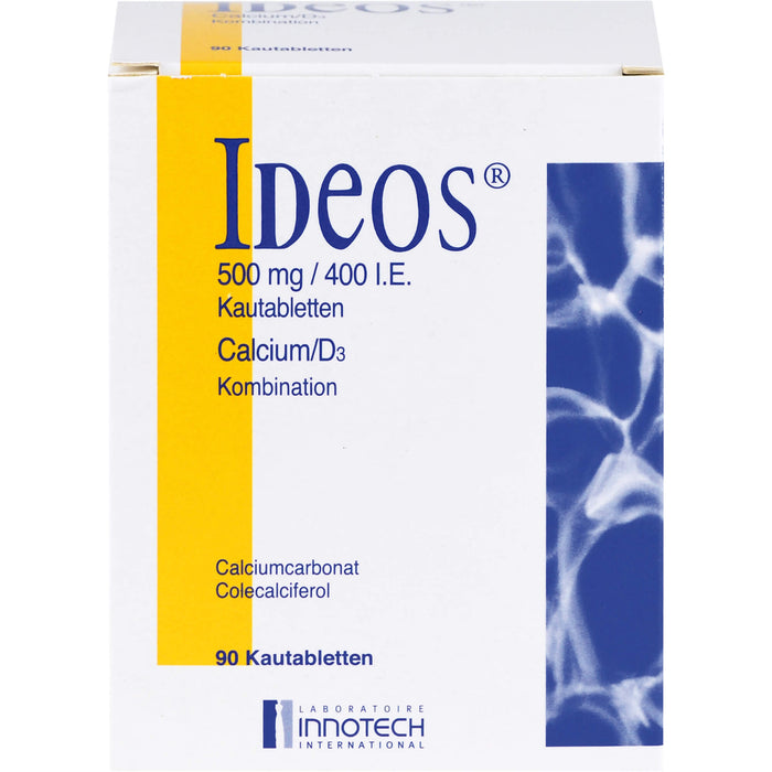 Ideos 500 mg / 400 I.E. kohlpharma Kautabletten bei einem Vitamin D und Calciummangel, 90 St. Tabletten