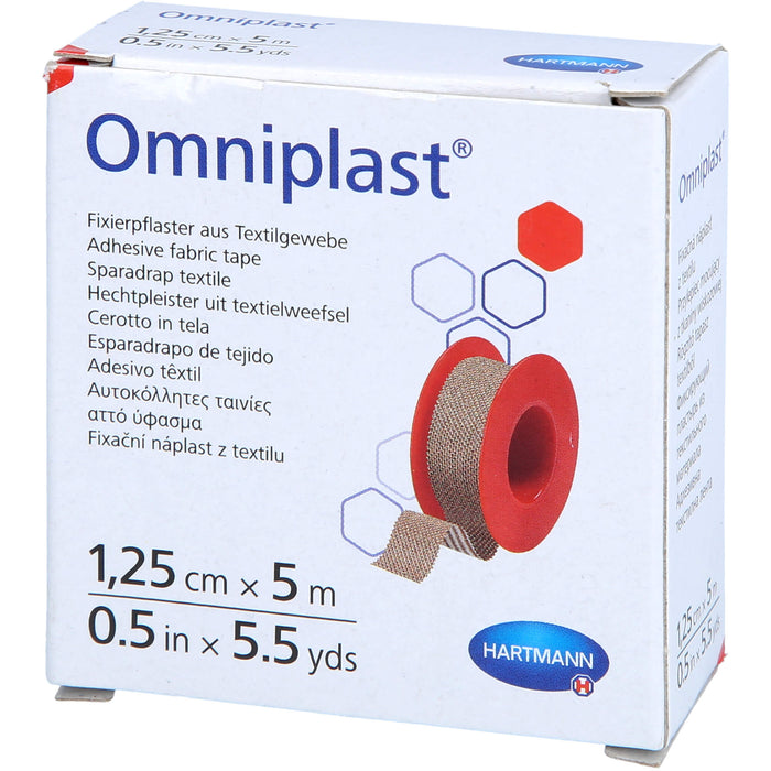 Omniplast 1,25 cm x 5 m für Verbandfixierungen aller Art, 1 pc Pansement