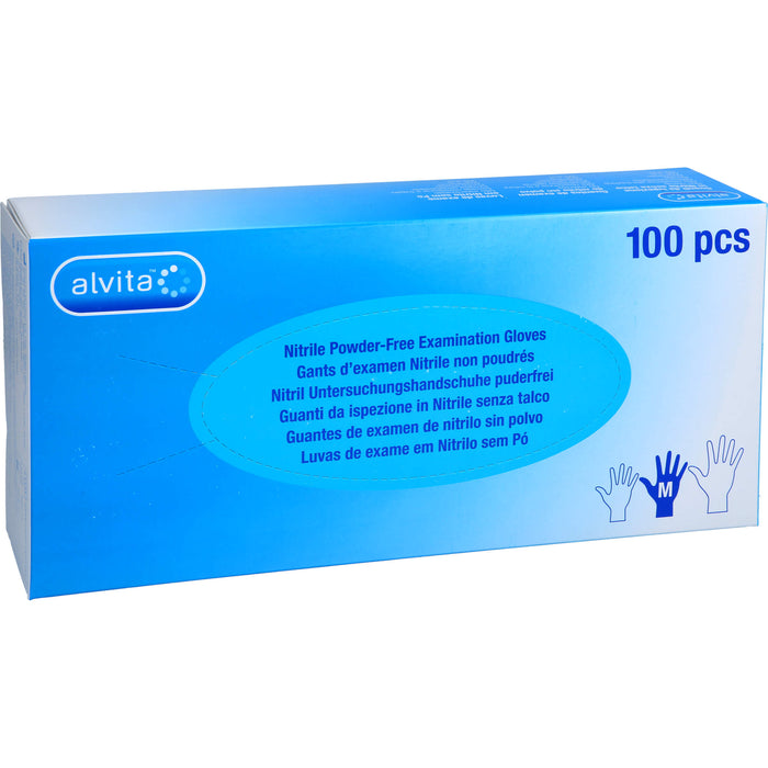 Alvita Nitril Untersuchungshandschuhe puderfrei M, 100 St. Handschuhe