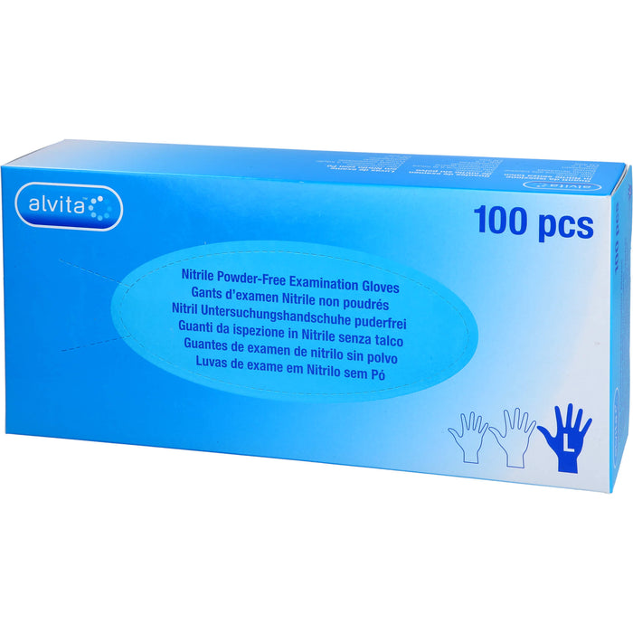 Alvita Nitril Untersuchungshandschuhe puderfrei L, 100 pc Gants