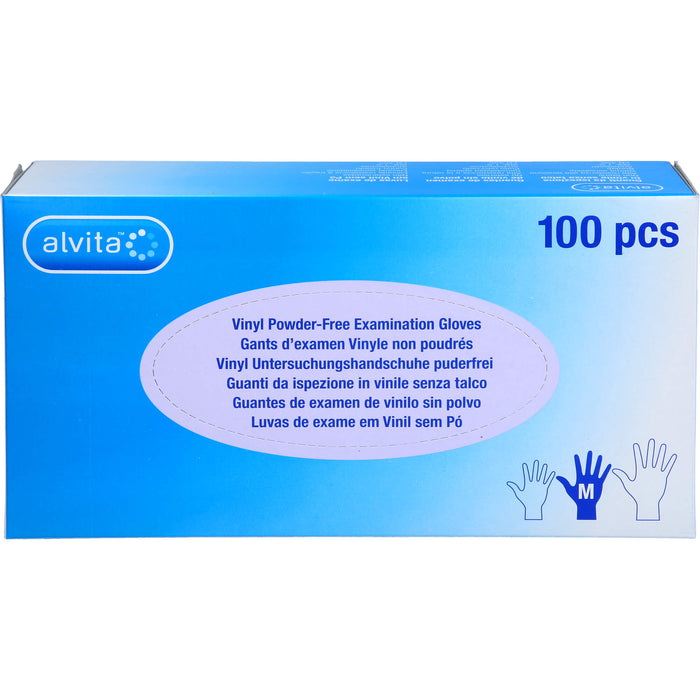 Alvita Vinyl Untersuchungshandschuhe puderfrei M, 100 St. Handschuhe
