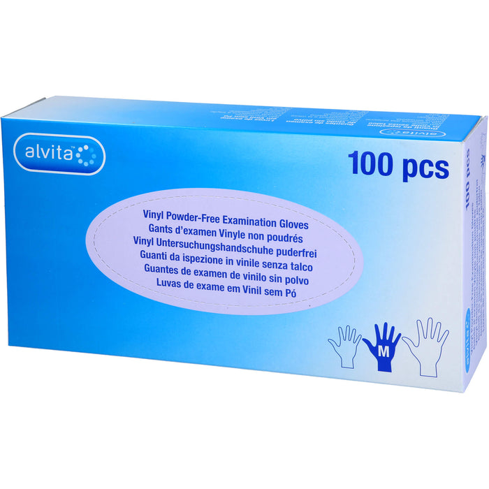 Alvita Vinyl Untersuchungshandschuhe puderfrei M, 100 pc Gants