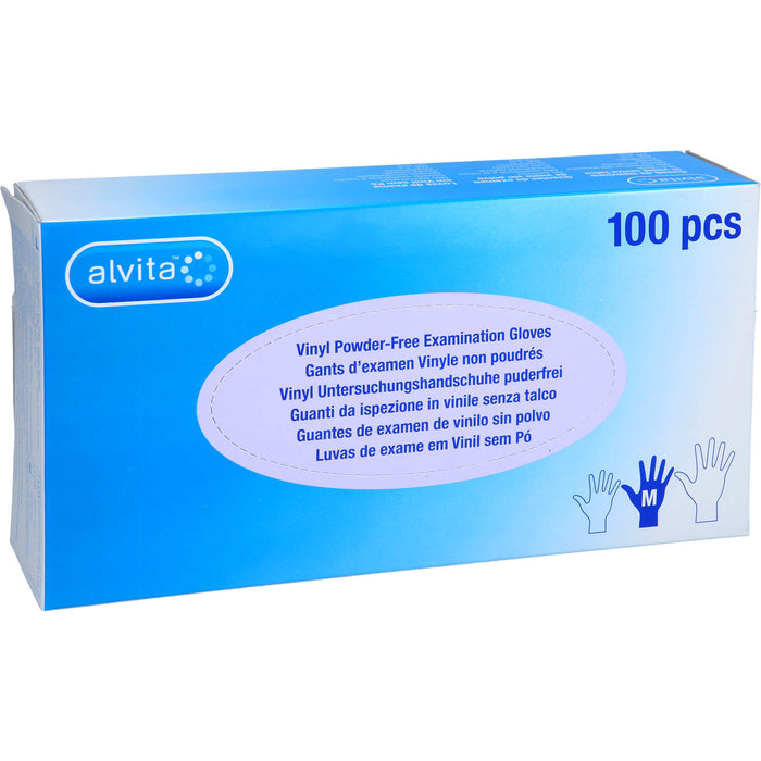 Alvita Vinyl Untersuchungshandschuhe puderfrei M, 100 pc Gants