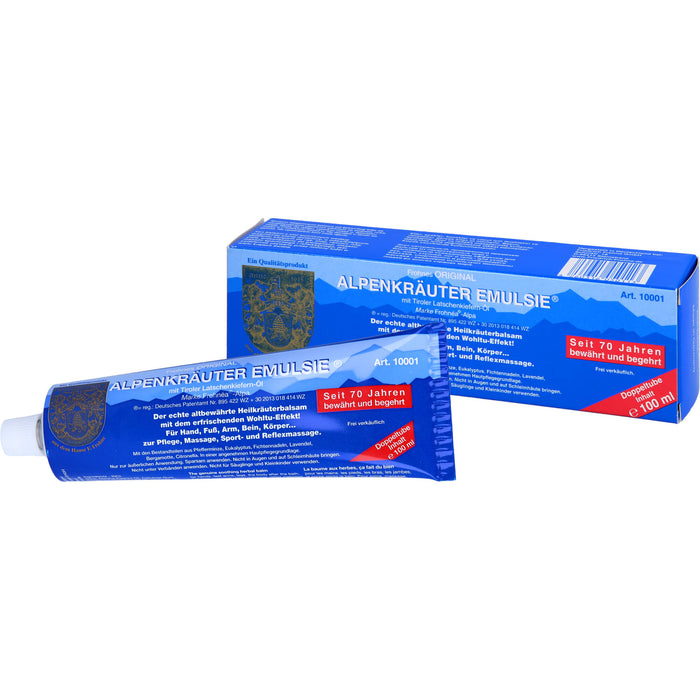 Alpenkräuter Emulsie Heilkräuterbalsam zur Pflege, Massage, Sport und Reflexmassage, 100 ml Balsam