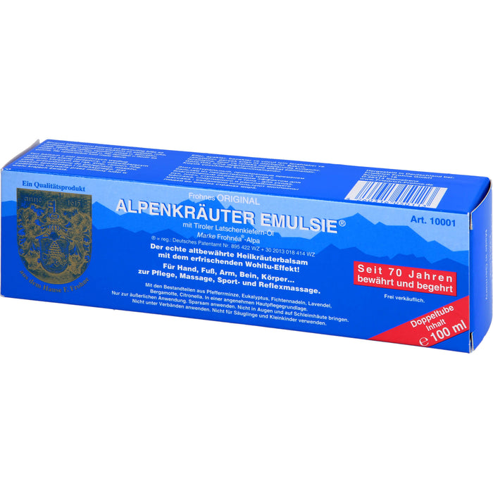 Alpenkräuter Emulsie Heilkräuterbalsam zur Pflege, Massage, Sport und Reflexmassage, 100 ml Balsam
